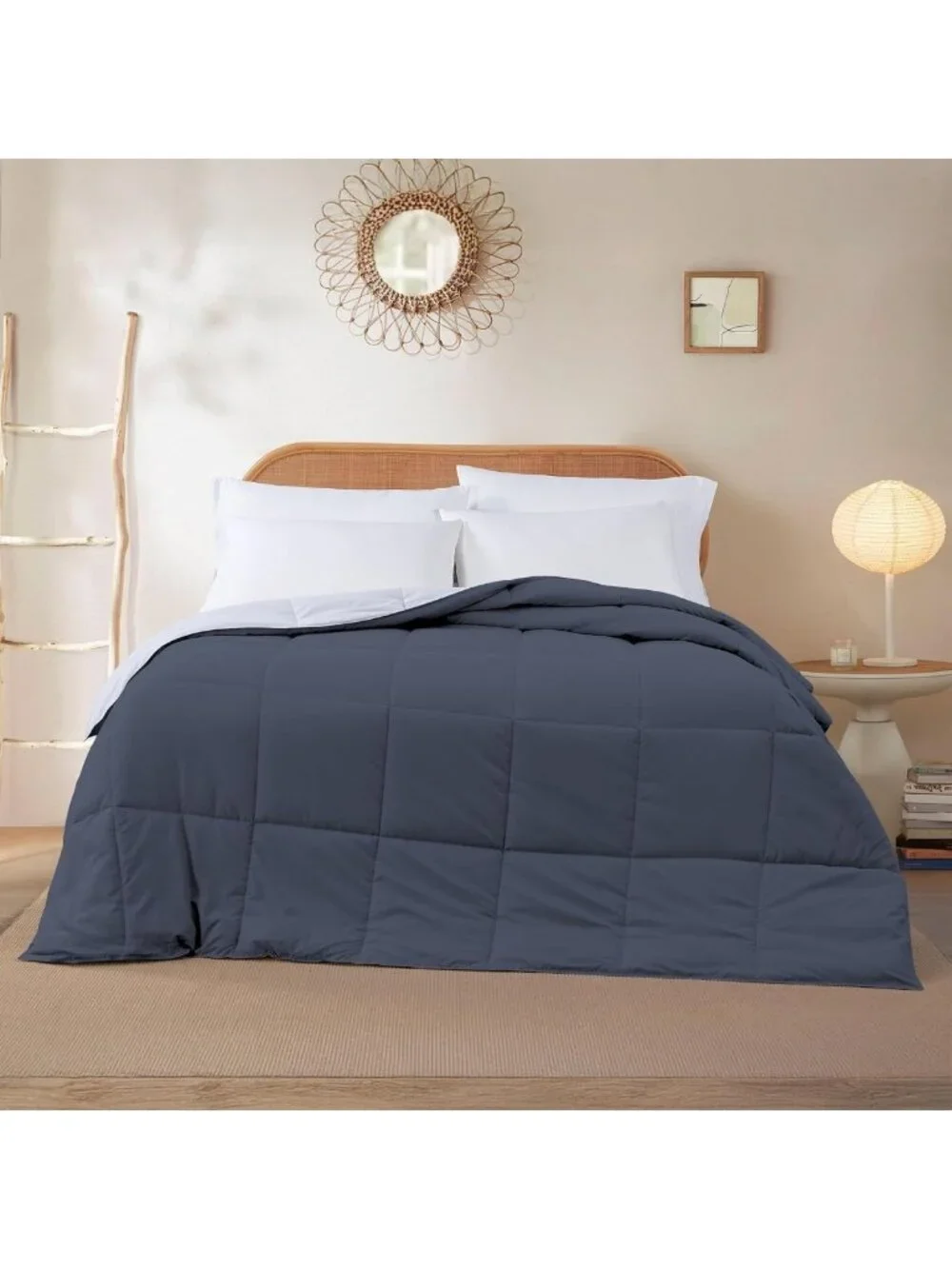 Reversible Down Alternative Comforter Set - Denim & Cloud Blue, Queen Size